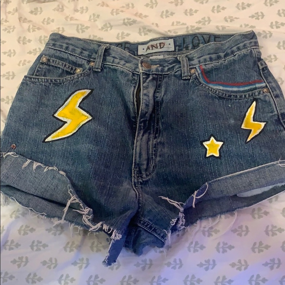 Custom Painted Retro Cutoff Shorts